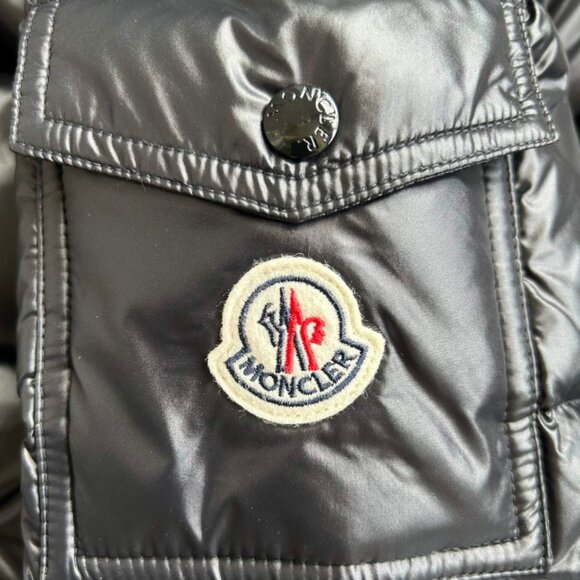 Moncler Shiny Black Puffer Jacket with Red Accents - Picture 7 of 9